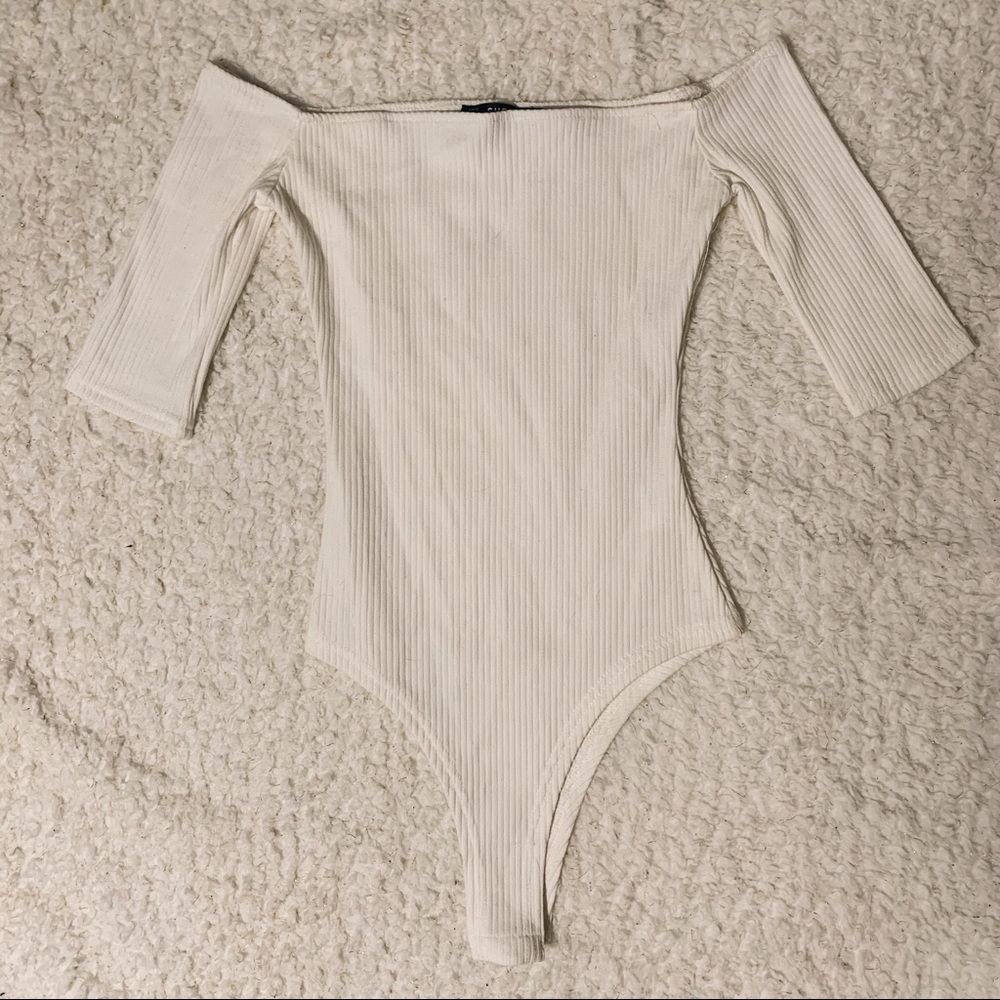 SHEIN White Off-Shoulder Bodysuit